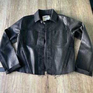 L'AGENCE Black Leather-Like Jacket / Top